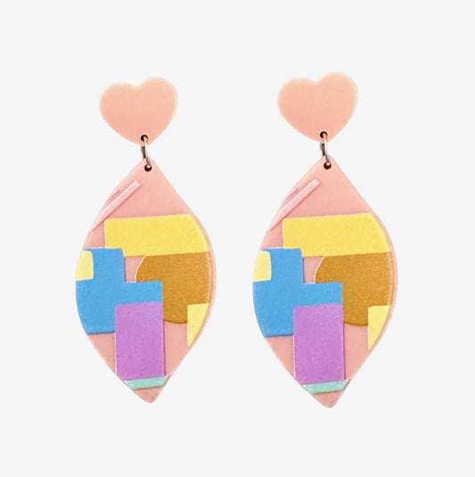 Heart Puzzle Drop Earrings